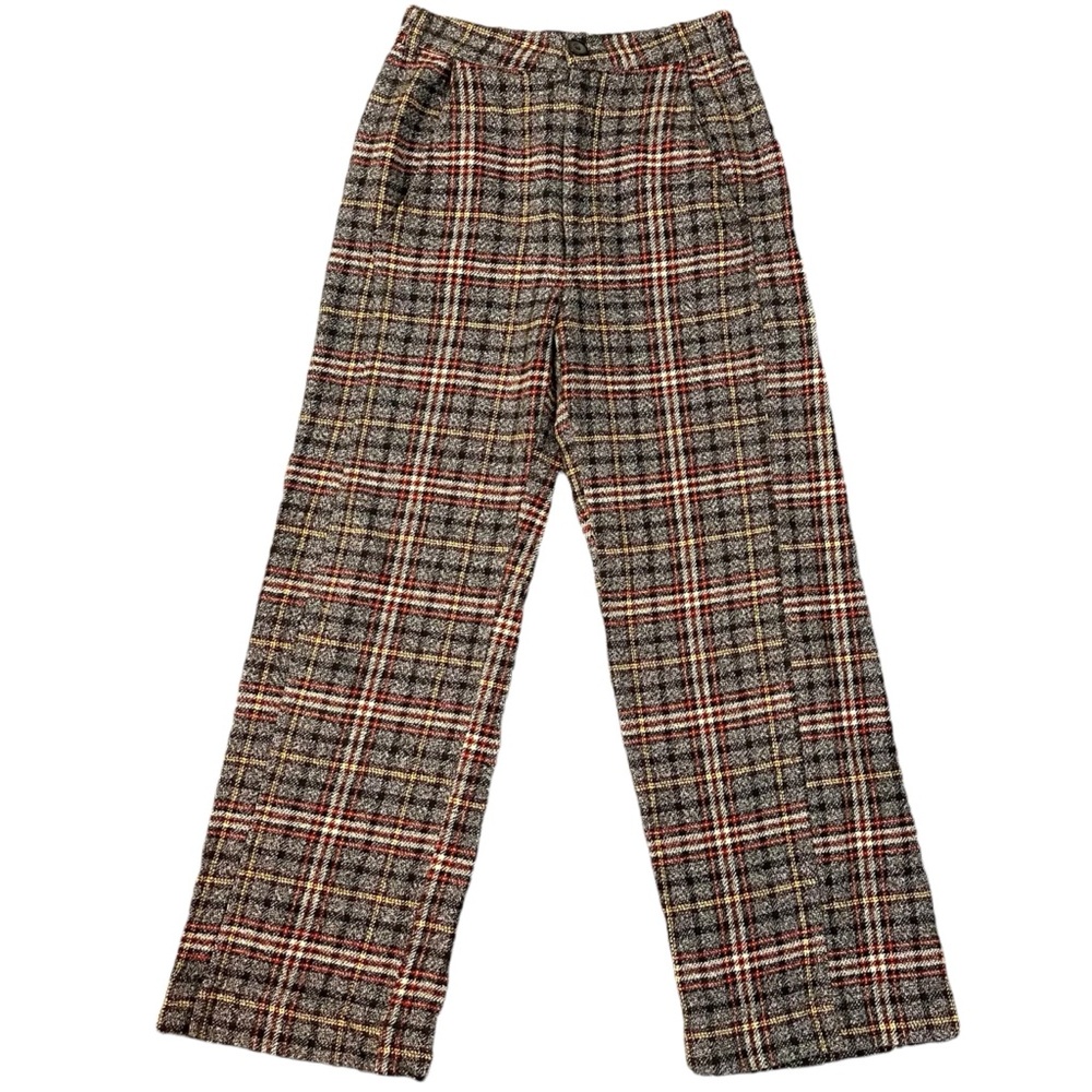 Free People Dark Academia Tartan Plaid Wide Leg Shape Up Trouser Pants Size 2 - Picture 8 of 15